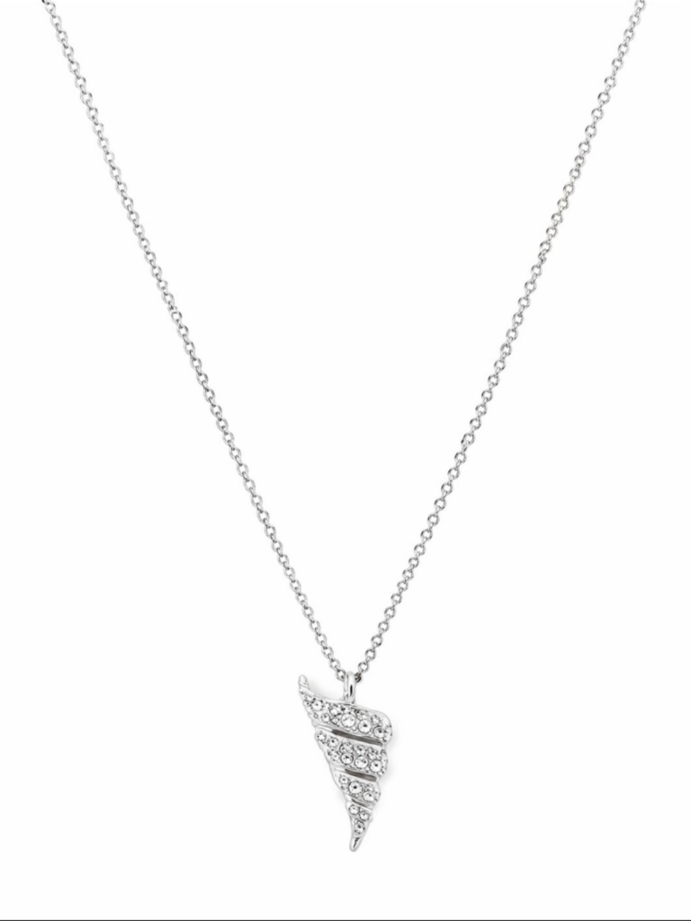 Sarah Coventry Rhinestone Seashell Pendant Necklace Silver Tone Vintage Coastal